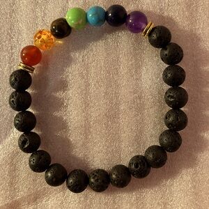 Chakra bracelet with lava beads and crystals